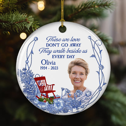 I Am Always With You Blue Toile Custom Photo - Personalized Ornament - Memorial Gift