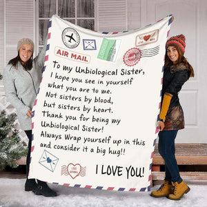 To My Unbiological Sister Blanket, Fleece Blanket, Mink Blanket,blanket For Sister,gifts For Sister Family Home Decor Bedding Couch Sofa Soft And Comfy Cozy