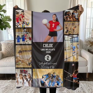 Personalized Volleyball Photo Blanket, Custom Senior Night Gift, Volleyball Team Graduation Coach Appreciation Keepsake Libero Birthday gift