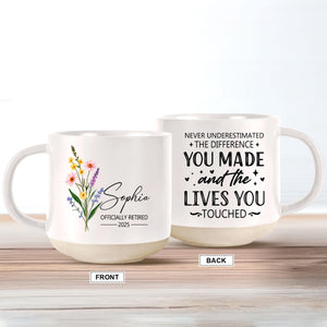 Custom Retirement Pottery Mug, Funny Retirement Gift, Personalized Retirement Coffee Mug, Appreciation Gift, Leaving Gift, Grandma Retired