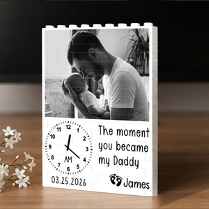 The Moment You Became My Daddy, Custom Daddy and Me, Personalized Photo Building Blocks, First Fathers Day, New Born Baby Photo Gift