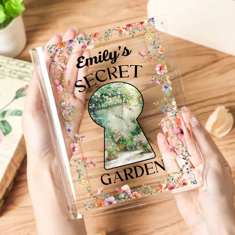 My Secret Garden - Personalized Acrylic Book Vase - Gift For Book Lovers, Bookworm Gift