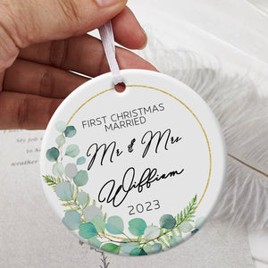 1st Christmas Married Christmas Wreath - Personalized Ornament - Christmas Gift