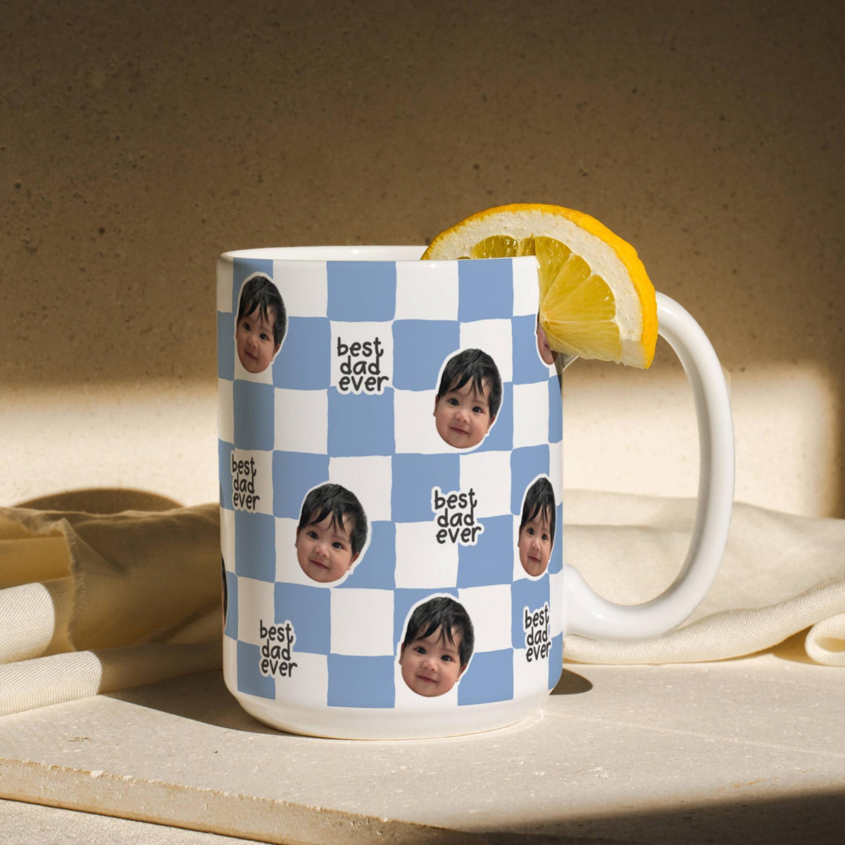 Best Dad Ever Custom Baby Photo Retro Mug, Personalized Father's Day Gift, First Time Daddy Appreciation, Dad's Birthday Present