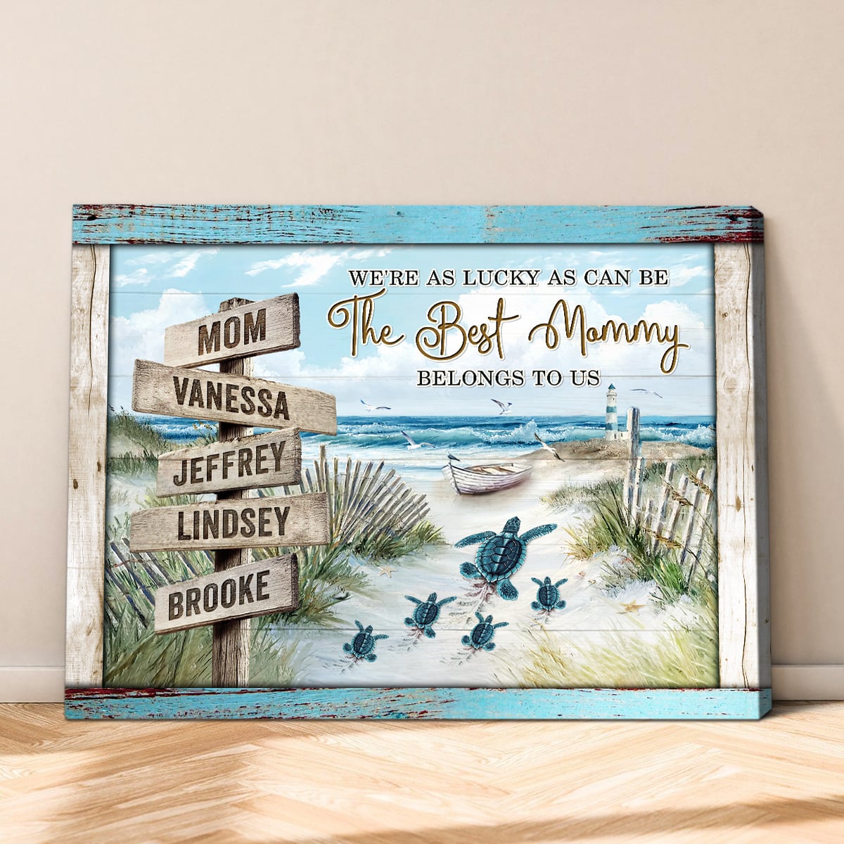 The Best Mommy Belongs To Us Sea Turtles - Personalized Canvas - Gift For Mom, Mother's Day, Birthday Gift