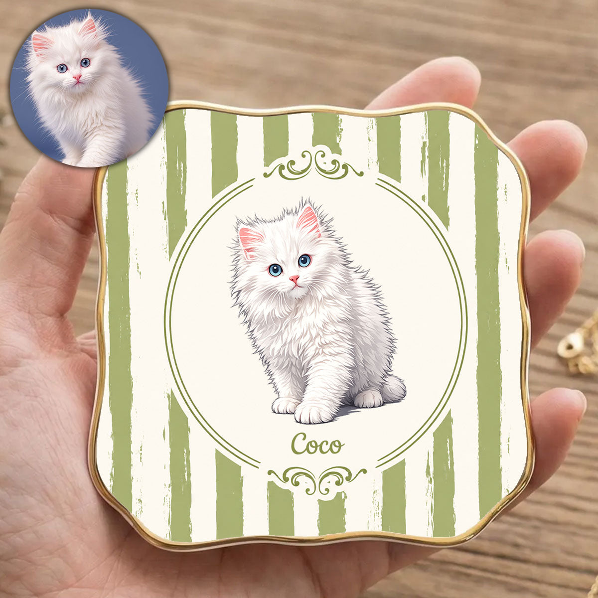 Custom Pet Portrait Watercolor Art Gift For Dog Mom, Cat Mom - Personalized Jewelry Dish