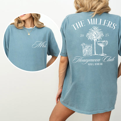 Custom Honeymoon Club Shirt, Couples Honeymoon Vacation T-shirts, Mr and Mrs Tee, Just Married Shirt Honeymoon, Gift For Newlywed