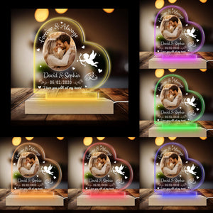 I Love You With All My Heart - Personalized 3D LED Light Wooden Base - Gift For Couple