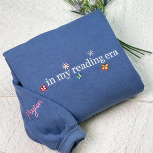 Embroidered In My Reading Era Crewneck Sweatshirt, Comfort Colors Sweatshirt, In My Reading Era Embroidery, Bookworm, Book Lover Gift