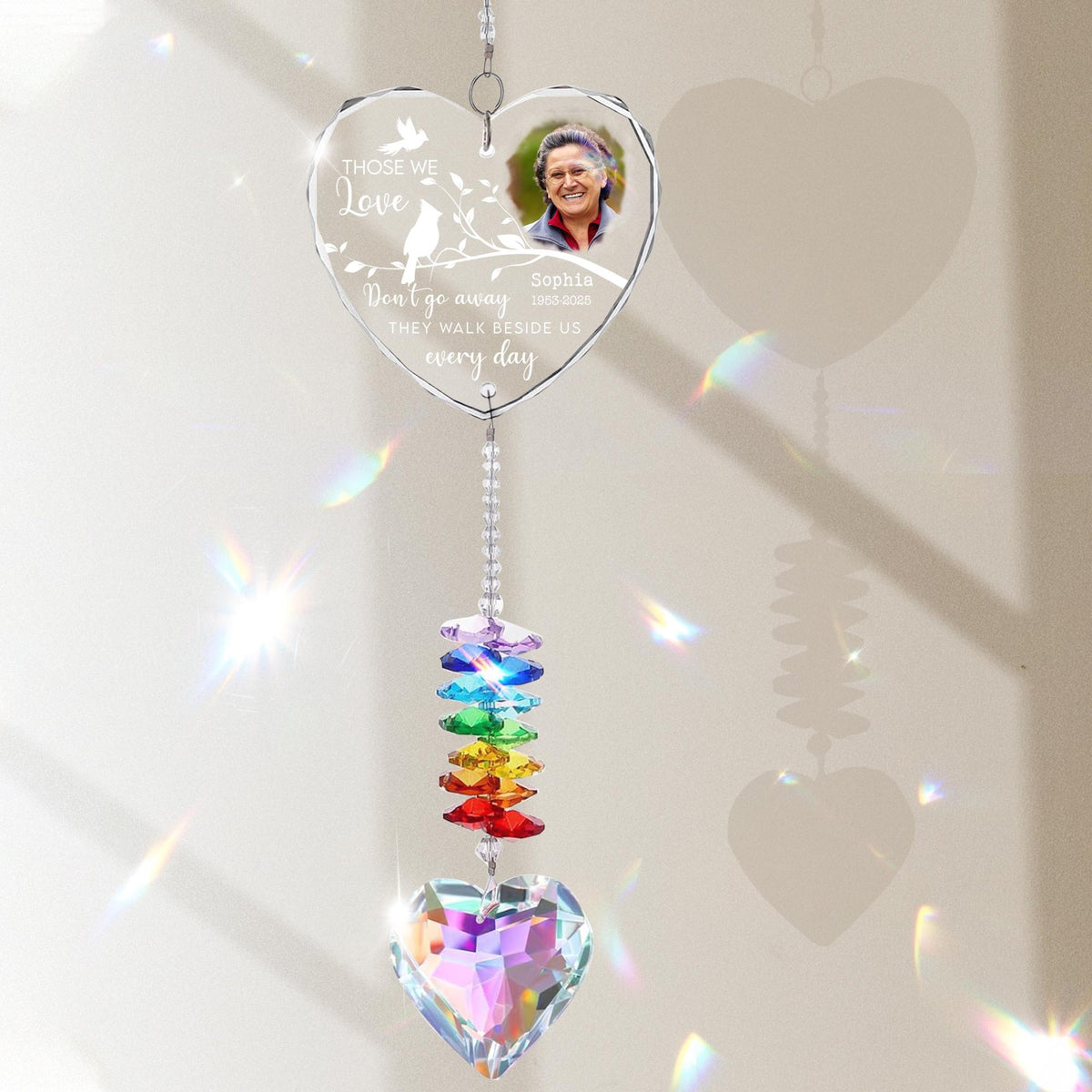 Personalized Memorial Crystal Suncatcher, Memorial Gifts For Loss Of Dad, Remembrance Crystals Ornament, Grieving Gifts For Loss Of Mom
