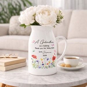 Personalized Christening Baptism Ceramic Flower Vase, Custom Godmother Godfather Plant Pot, Godparents Planter, Thank You Gift, Mothers Day