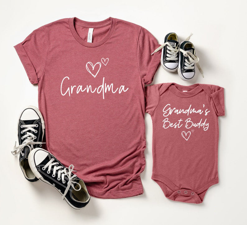 Custom Text Grandmother Grandchild Matching Shirt, Grandma and Grandma's Best Buddy Shirt