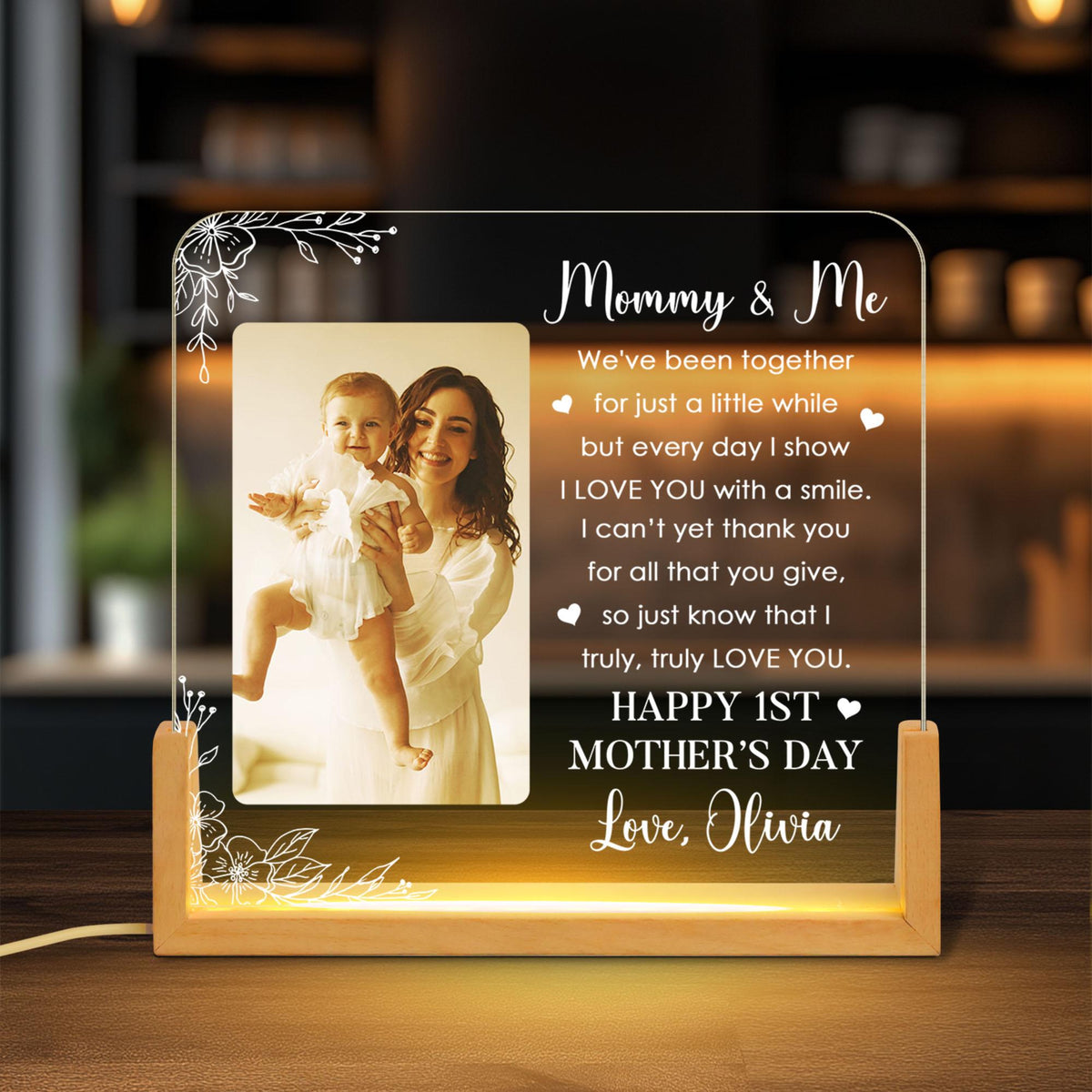 Mommy & Me Custom Photo - Personalized Desk Name Plate - First Mothers Day Gift, Expecting Mom Gift, New Mom Gift