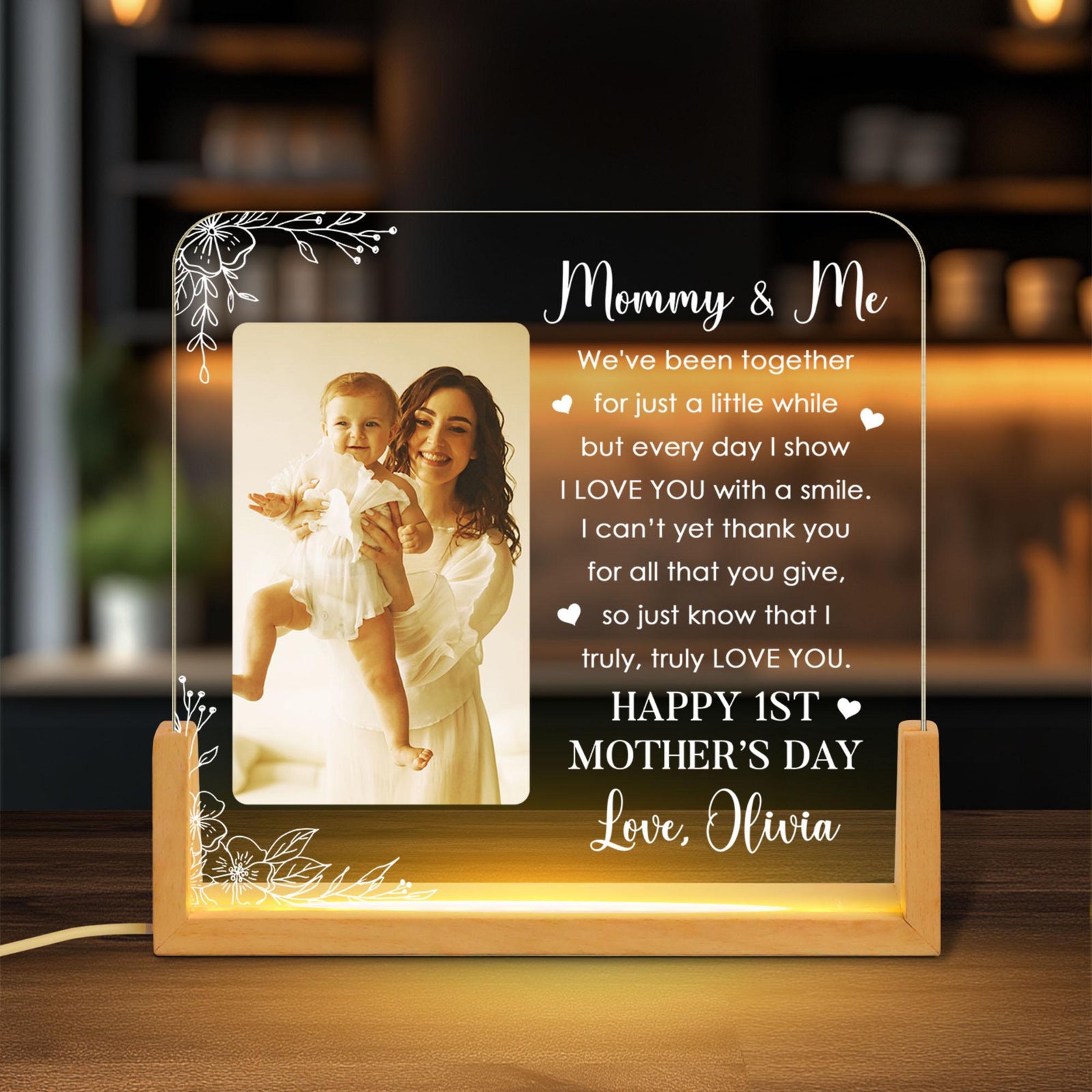 Mommy & Me Custom Photo - Personalized Desk Name Plate - First Mothers Day Gift, Expecting Mom Gift, New Mom Gift