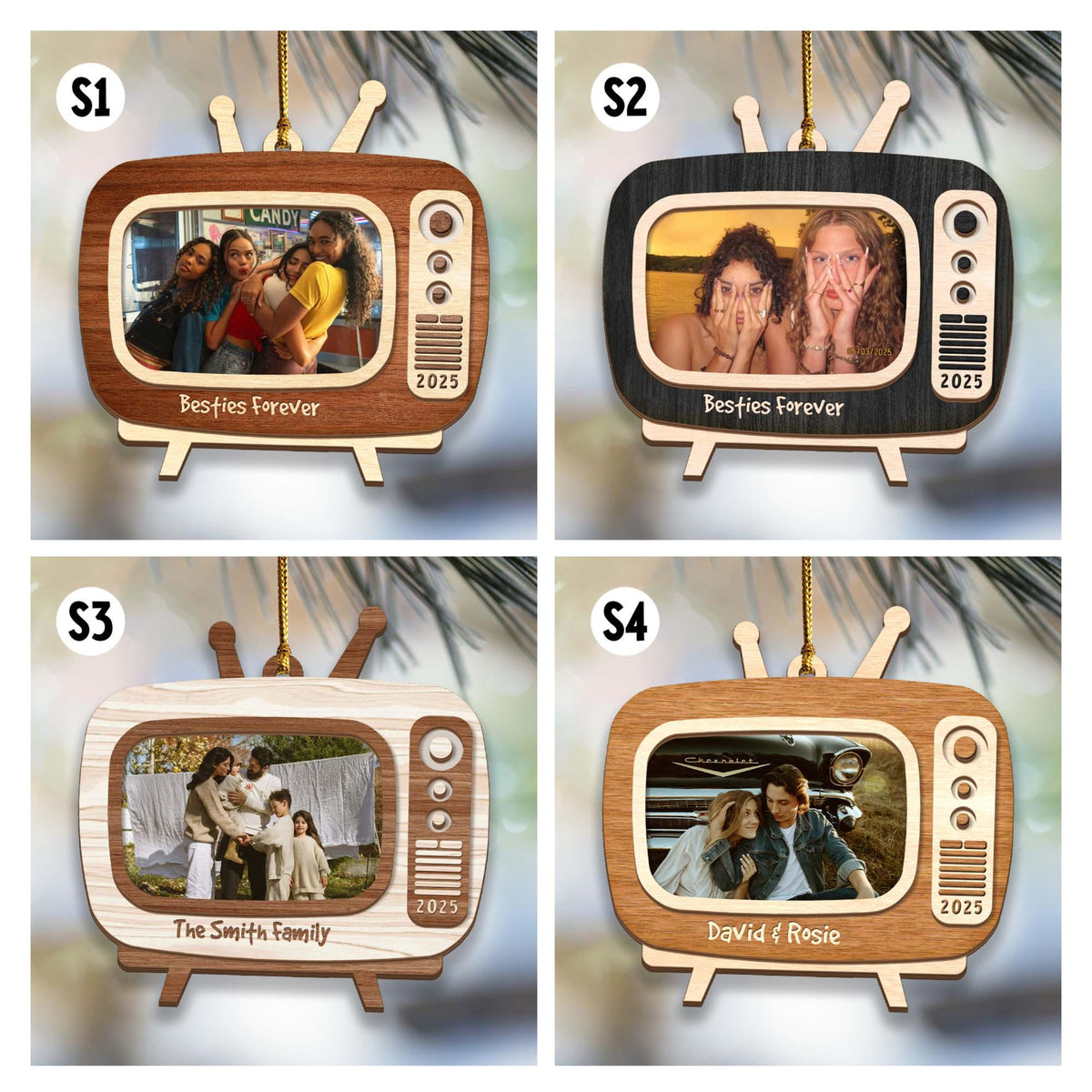 Personalized Photo Family Ornament, Family Picture Layers Wooden Ornament Christmas Keepsake Portrait Throwback 2025 Custom Photo Ornament