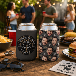 Birthday Picture Face Can Cooler, Cold One For The Old One, Custom Can Coolers, Birthdays And Party Favors