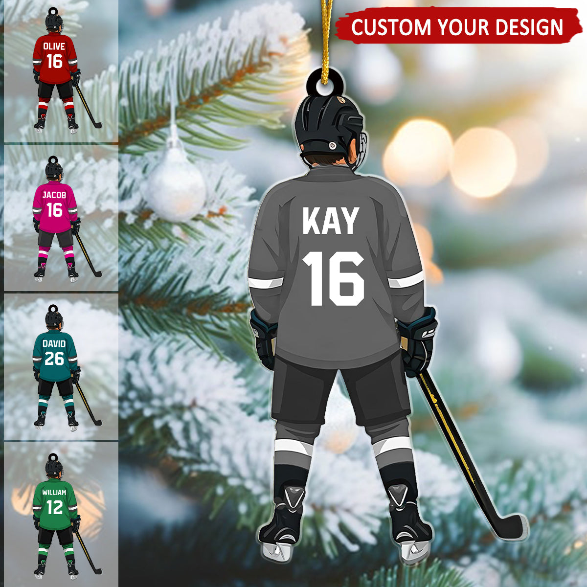 Kid Hockey Player Personalized Christmas Ornament, Christmas Gift For Little Hockey Player