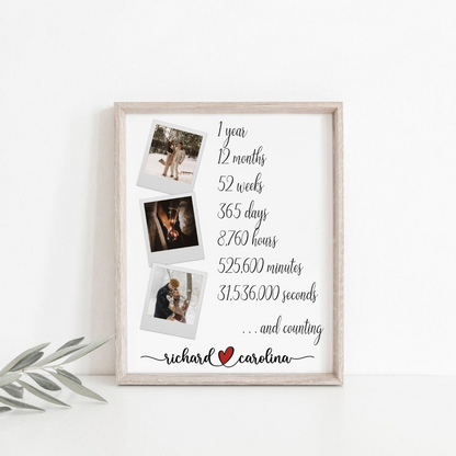 Custom 1 Year Anniversary Gift for Girlfriend, One Year Anniversary Gift, Gift for Boyfriend, Gift for Him, Anniversary Gifts, One Year Gift