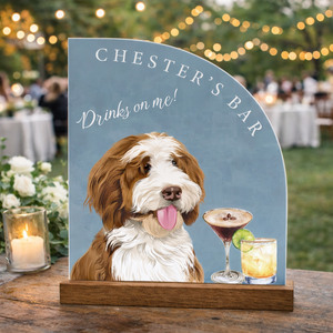 Personalized Pet Wedding Bar Sign Acrylic Plaque, Custom Dog Drink Menu Sign for Wedding Reception, Wedding Decor