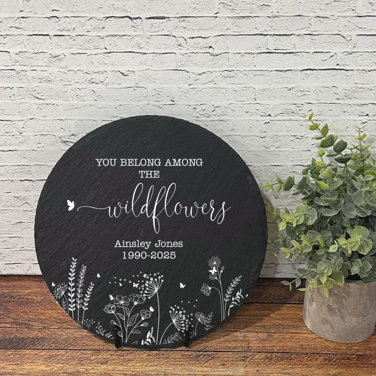 You Belong Among The Wild Flowers Memorial Garden Stone, Sympathy Gift, Slate Grave Marker, Keepsake, Bereavement Gift, Loss of a Loved One