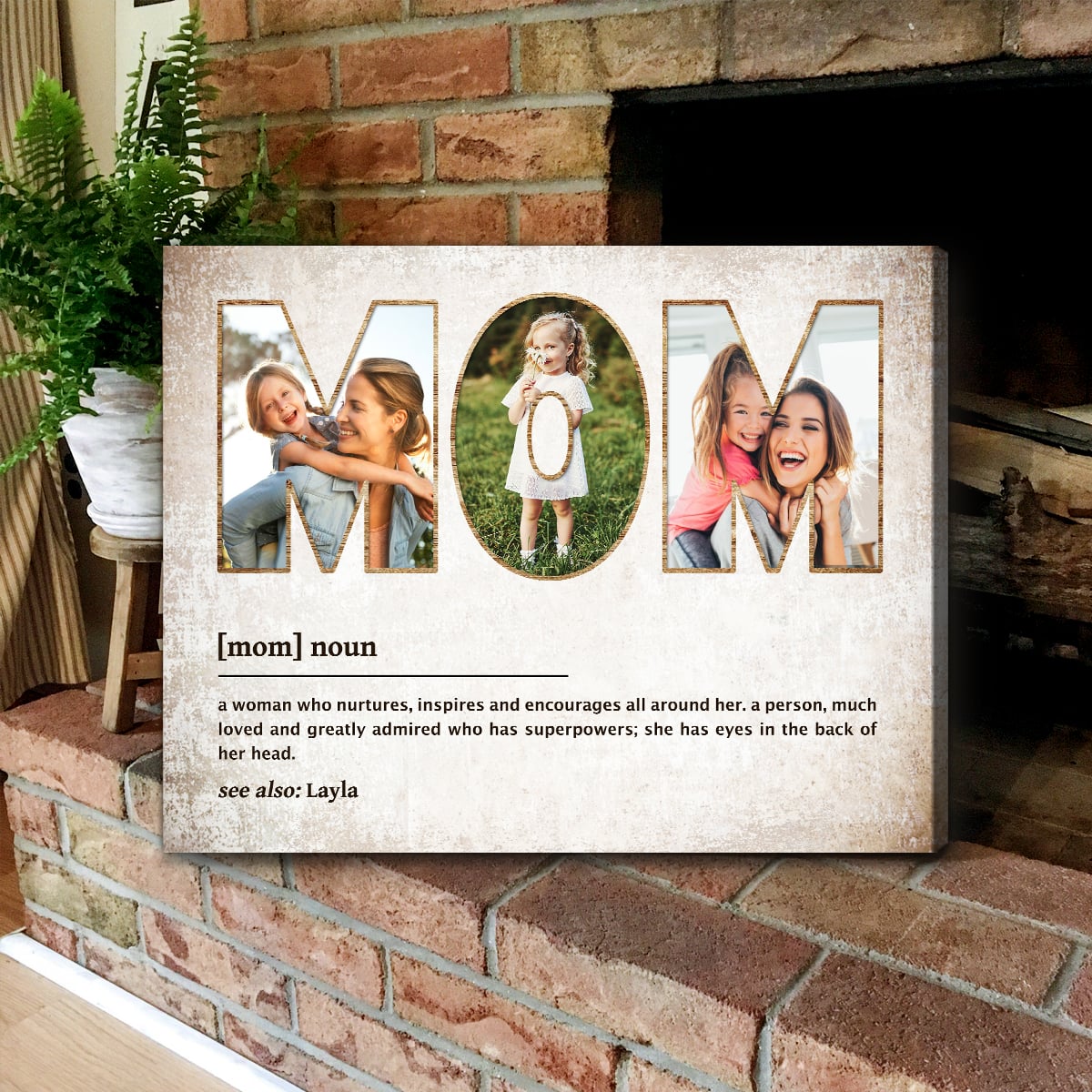 Mom Definition Custom Photo - Personalized Canvas - Gift For Mom, Mother's Day, Birthday Gift