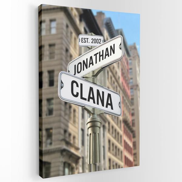 Couple Street Sign - Personalized Canvas - Gift For Couple