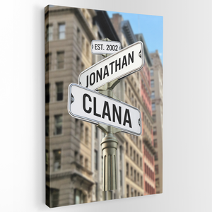 Couple Street Sign - Personalized Canvas - Gift For Couple