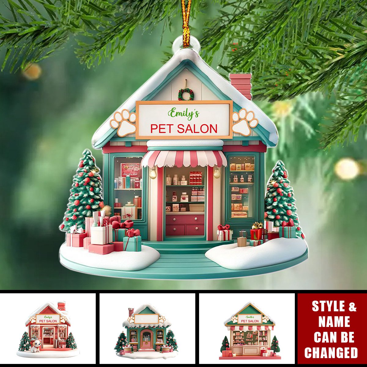 Pet Salon Pet Grooming Flat Ornament - Personalized Acrylic Ornament - Christmas Gift For Pet Salon Owner