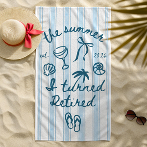 Retirement Gift For Women, The Summer I Turned Retired Beach Towel, Funny Retirement Party Gift For Retiree