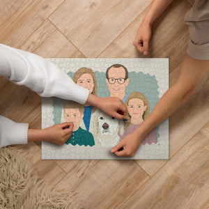 Family Portrait Puzzle, Custom Family Drawing Jigsaw Puzzle from your Photos, Gift For Family
