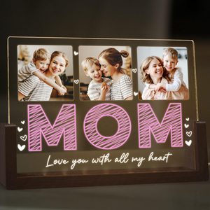 Mom I Love You With All My Heart - Personalized Desk Name Plate - Gift For Mom, Mother's Day Gift