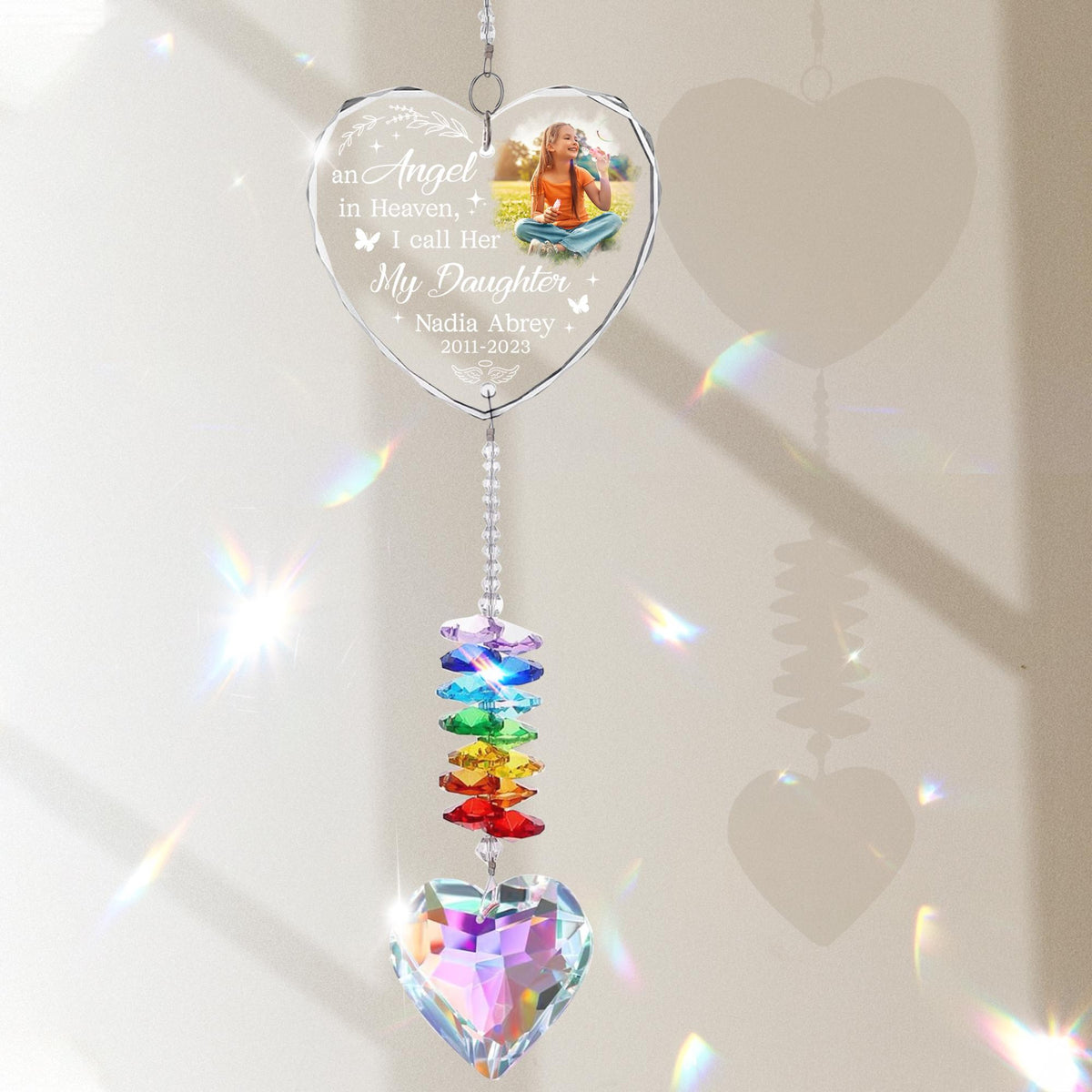 Personalized Memorial Gifts Crystal Suncatcher Rainbow, Remembrance Gift For Loss, Loss Of Son Daughter Sympathy Gifts, Bereavement Gifts