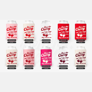 She's the Cherry on Top Bachelorette Party Can Cooler - Custom Bachelorette Party Favors - Personalized Cozies in Regular and Slim Size