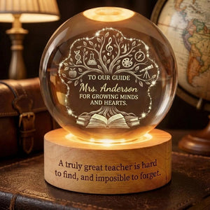 Personalized Teacher Crystal Ball Night Light, Thank You Teacher Gift, Teacher Appreciation Gift, Leaving School Gift, Mentor Gift,Grad Gift