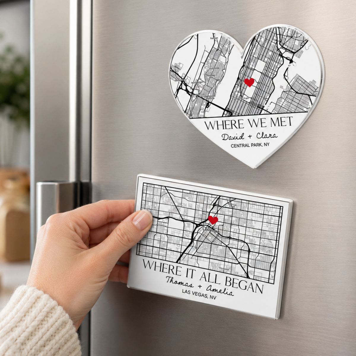 Personalized Where We Met Map Magnet, Custom Location Magnet, Where It Began Keepsake, First Date Gift, Gift For Couples