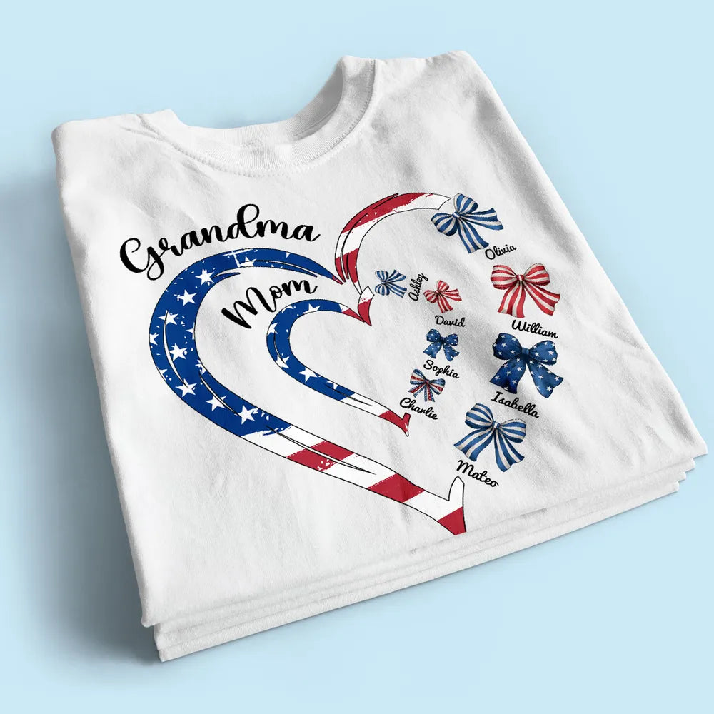 4th Of July First Mom Now Grandma Bow - Personalized Apparel - Independence Day, 4th Of July Gift For Mom