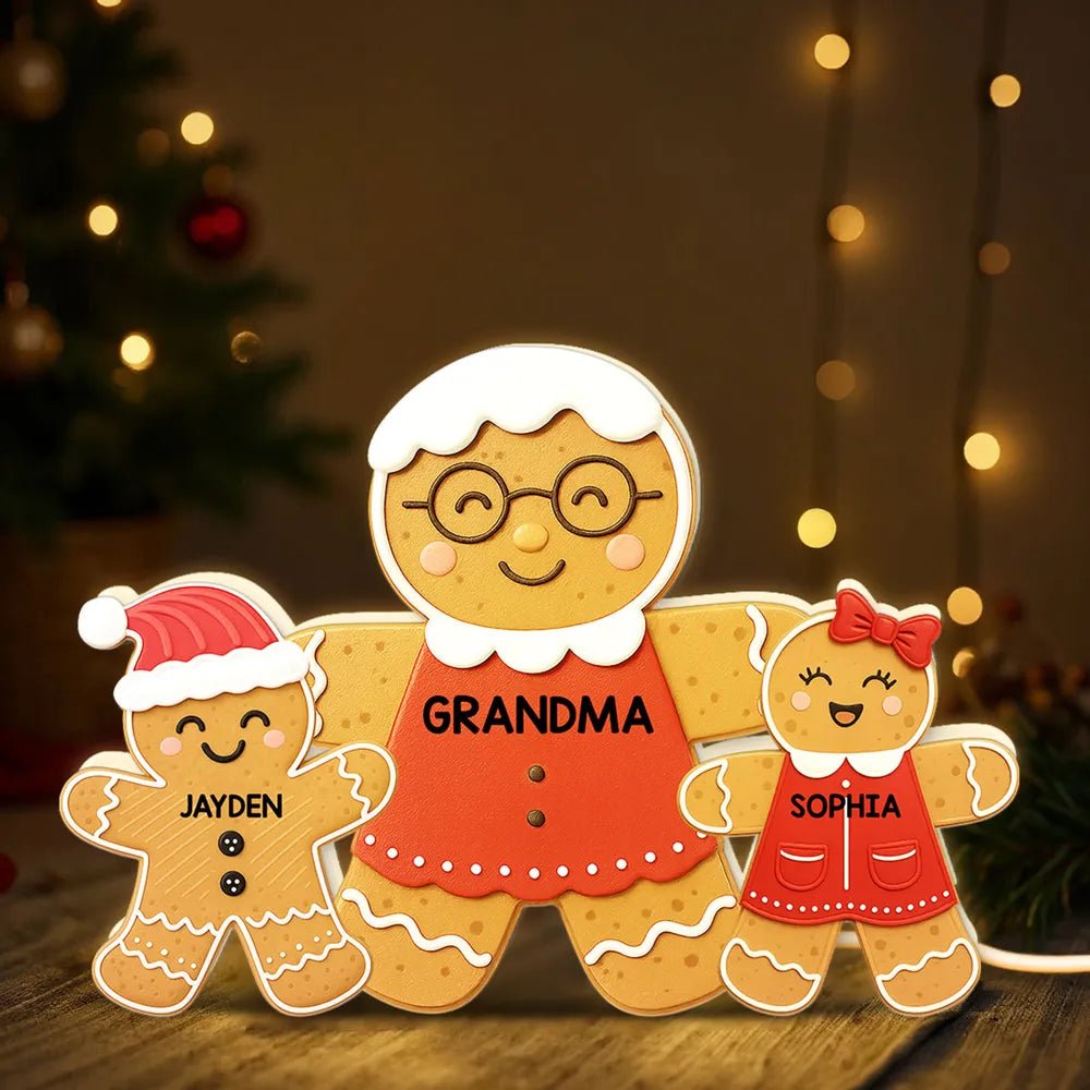 Grandma Perfect Batch Gingerbread Grandkids - Personalized Acrylic Light Box - Christmas Gift For Grandmas