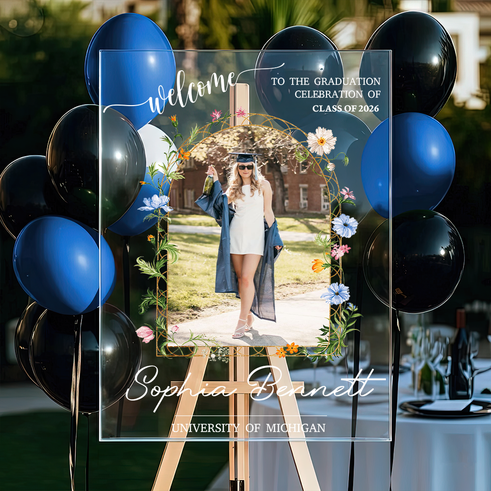 Floral Class Of 2026 Personalized Acrylic Welcome Sign