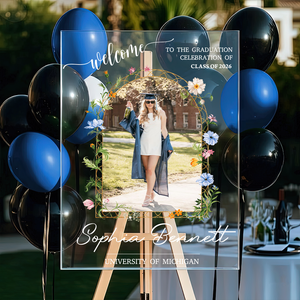 Floral Class Of 2026 Personalized Acrylic Welcome Sign