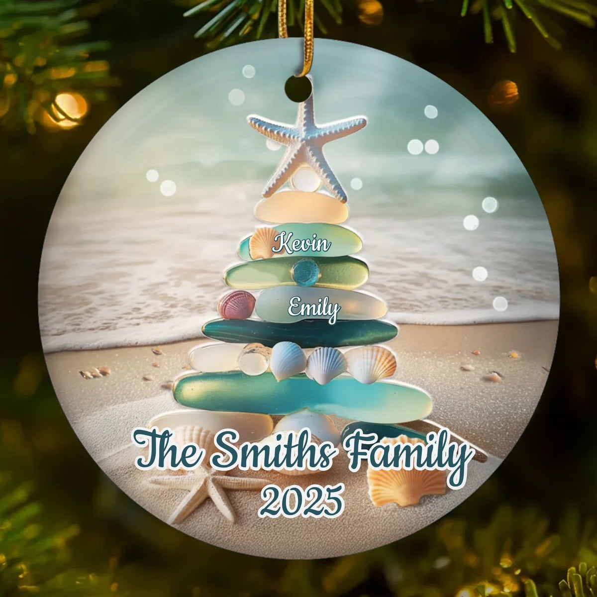 Home In Every Wave Sea Glass - Personalized Ornament - Christmas Gift For Family