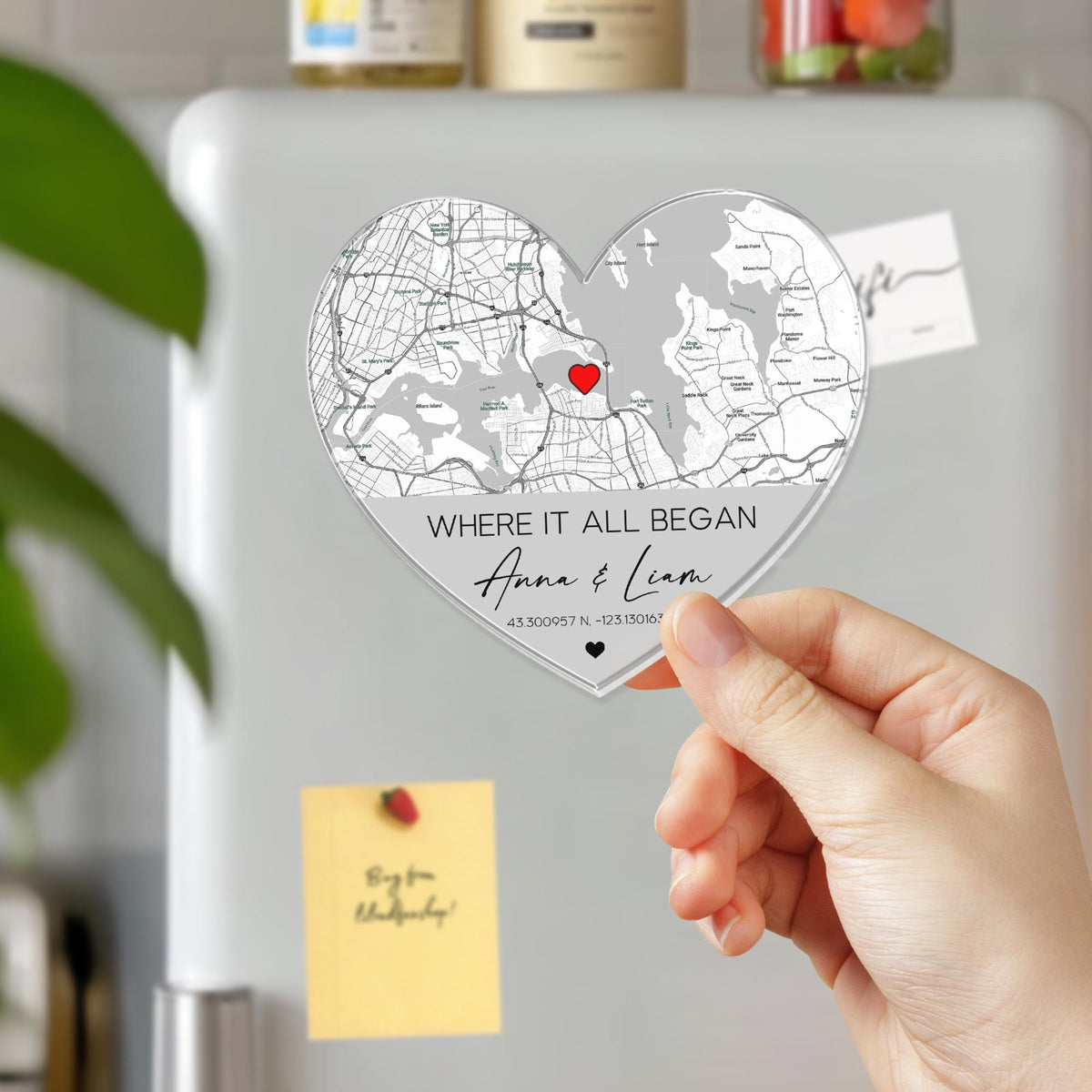 Personalized Anniversary Gift, Custom Location Map Fridge Magnet, Where We Met Map Magnet, Gift For Him, Newly Engaged Gift, Couples Gift