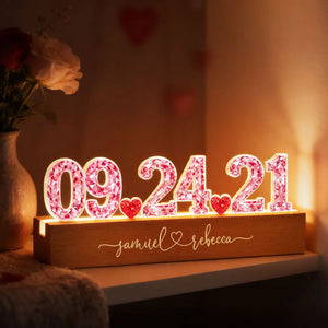 Couple Anniversary Date 3D Crystal Effect - Personalized Acrylic Block LED Night Light - Heartfelt 2026 Gift for Her, Gift for Him