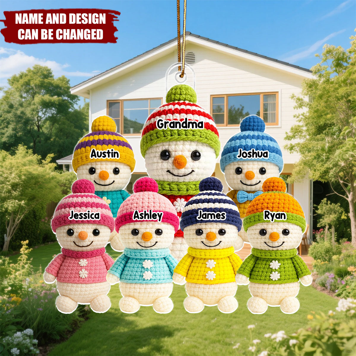 Heartwarming Grandma Grandkids Snowman - Personalized Acrylic Ornament - Christmas Gift For Family