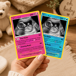 Custom Pregnancy Announcement Card | Holographic Gamer Reveal Keepsake