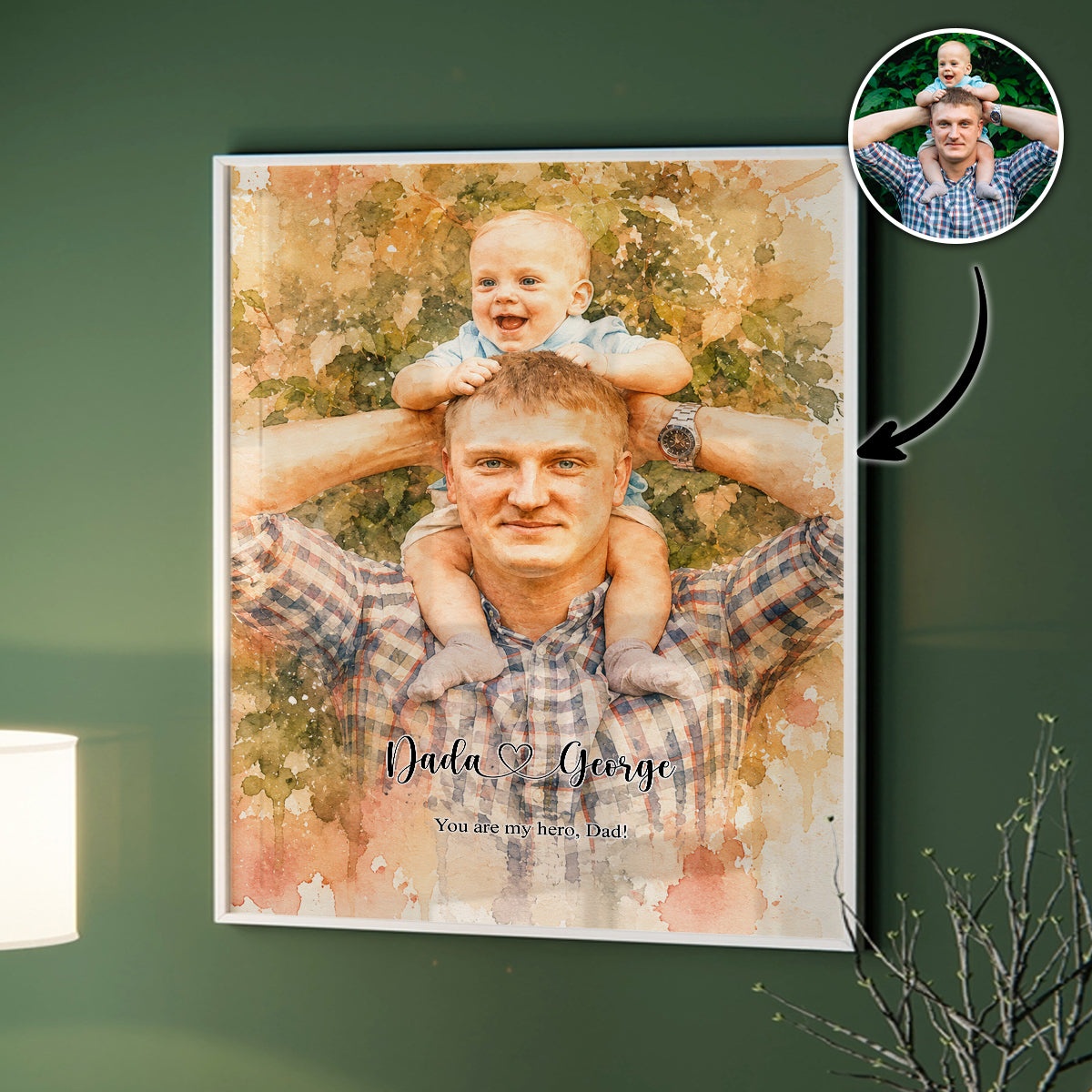 Painted With Love Father & Child Portrait - Personalized Poster