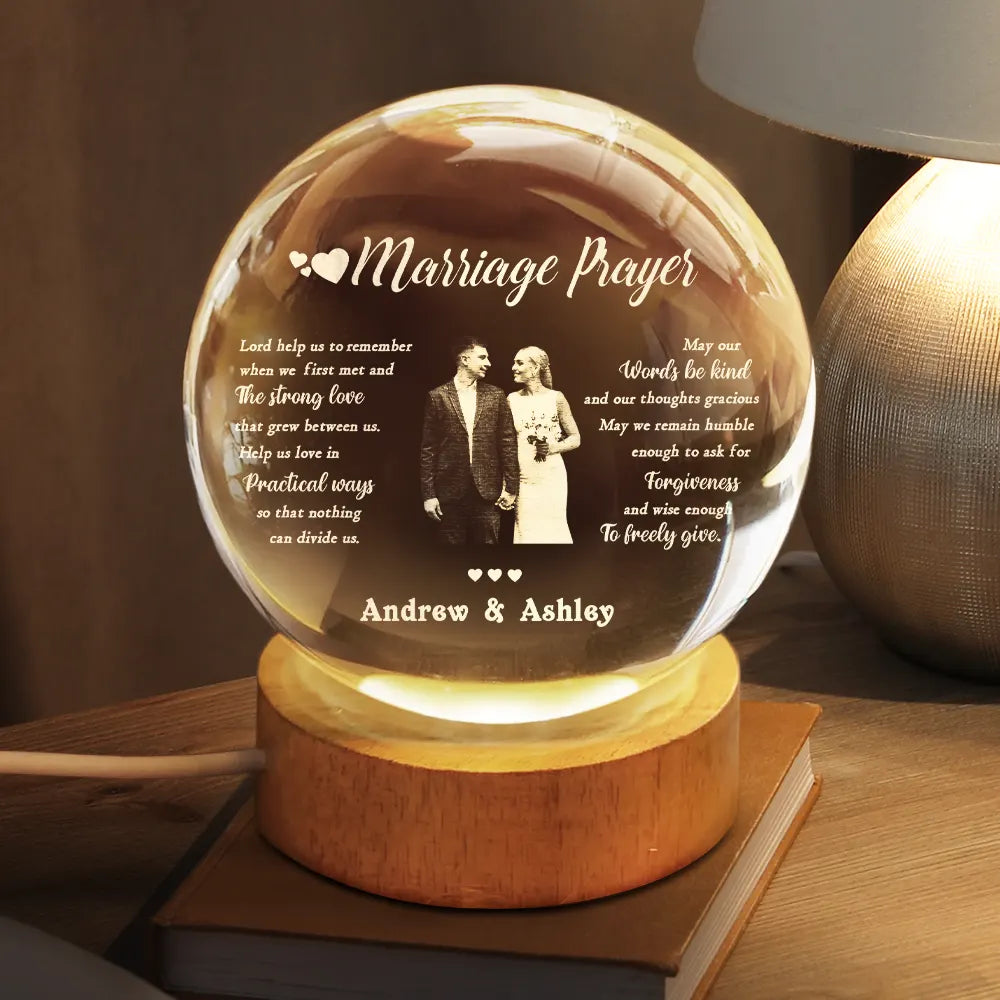 Lord Helps Us To Remember - Personalized Crystal Ball LED Night Light - Gift For Couple