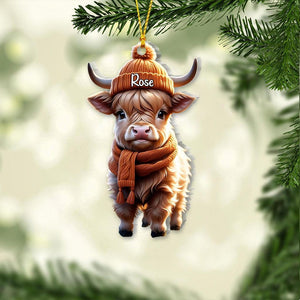 All I Want For Christmas Personalized Ornament, Acrylic 2D Ornament, Cow 2025 Christmas Ornament, 2025 Highland Cow Scotland Ornament