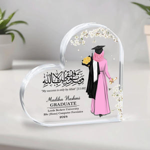Muslim Female Graduation Gift, Personalised Graduation Gift for Her, Islamic Gift for Her, Class of 2026 Floral Clear Acrylic Custom Plaque