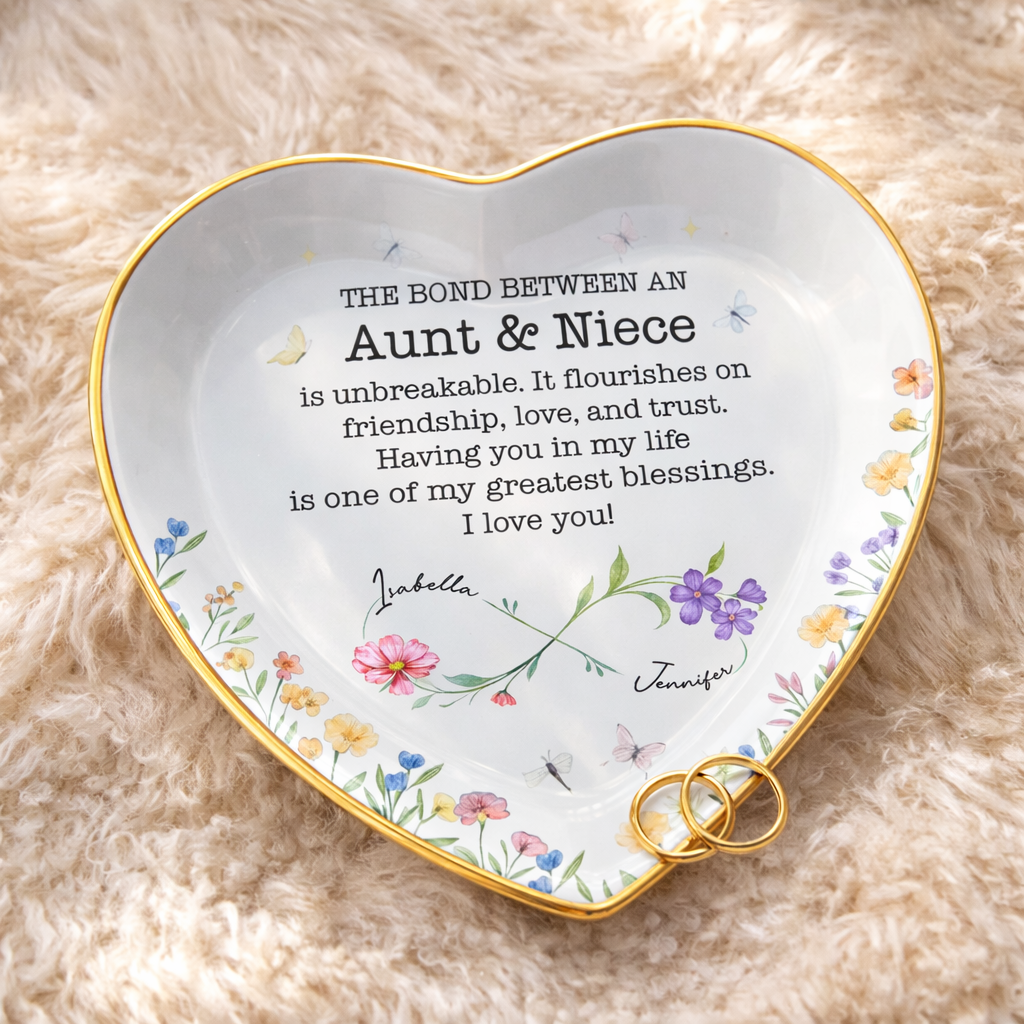 The Bond Between Aunt And Niece, Personalized Jewelry Dish, Gift For Aunt, Mother's Day Gift