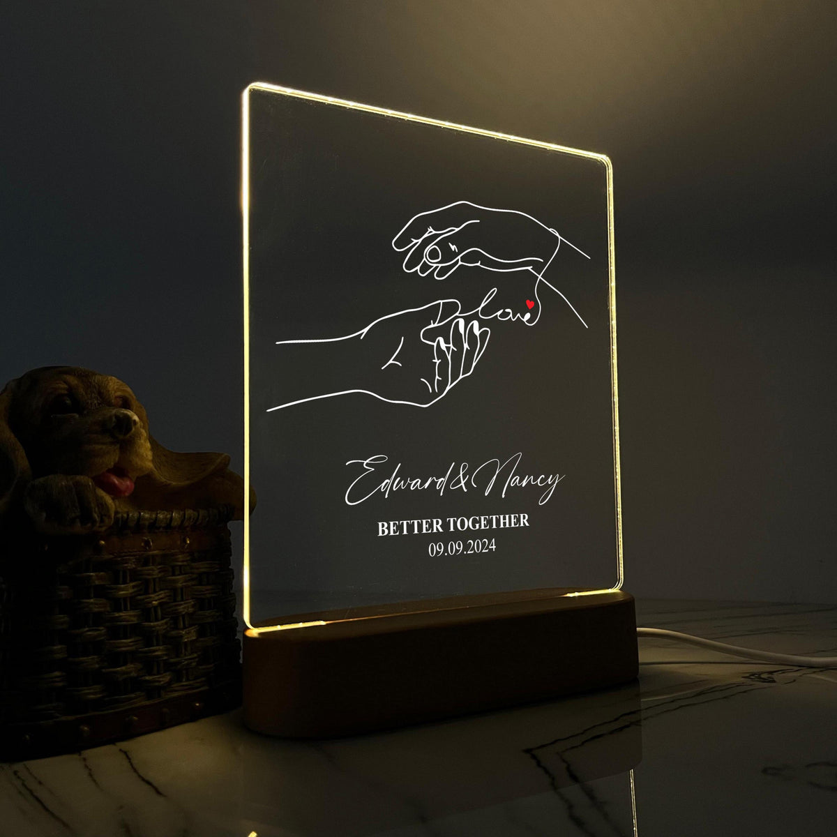 Personalized Couple LED Light, Custom Name Love Anniversary Gifts for Couple, Occasion Gift for Her, Valentine's Day Gift for Him